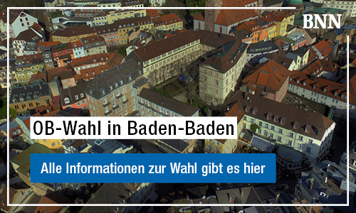 Banner zur Oberbürgermeister-Wahl in Baden-Baden mit Luftaufnahme des Rathauses und dem Text OB Wahl in Baden-Baden – Alle Informationen zur Wahl gibt es hier.